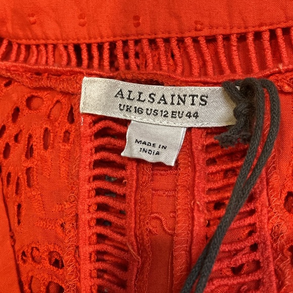 NWT All Saints Poppy Blaze Red Tate Broderie Dress or Coverup - Sz 12 - Picture 8 of 11